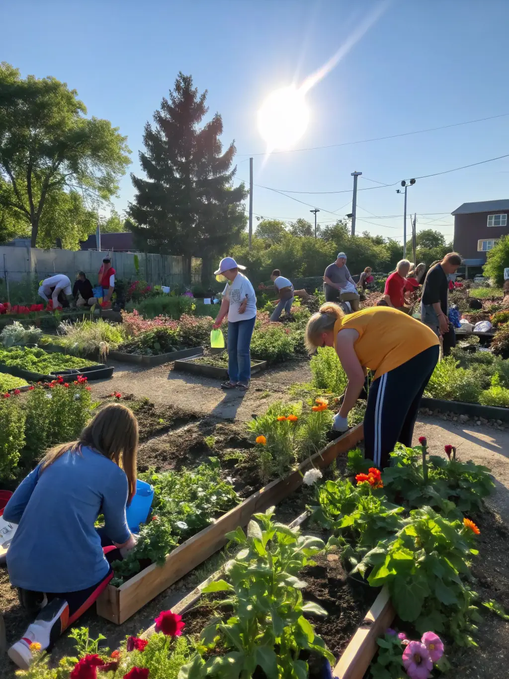 A photo of a community garden, illustrating the sustainable agriculture program's goal of promoting food security and environmental sustainability.